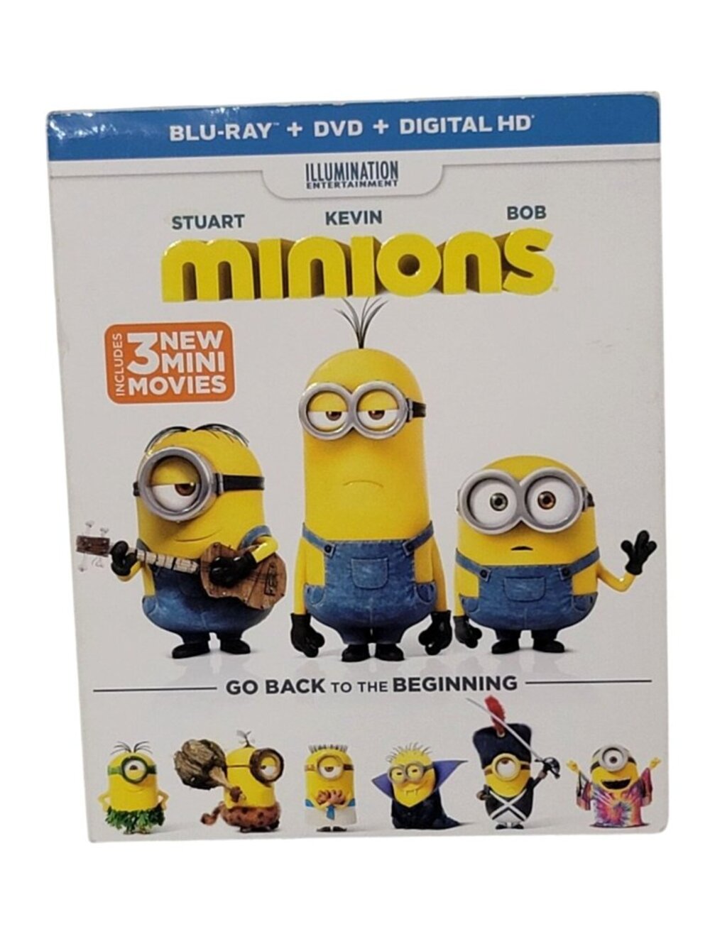 Minions Blu-Ray DVD Digital HD Combo Pack Includes 3 Mini Movies Family Animatio